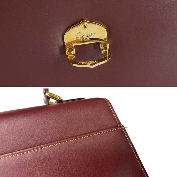 Cartier Must Hand Bag in Bordeaux leather with gold hardware - Picture 8 of 10